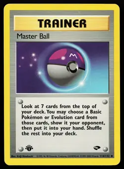 Master Ball 116/132 Uncommon 1st Edition Gym Challenge Pokemon Card - Image 1