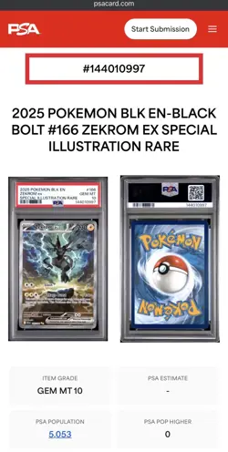 Zekrom EX Special Illustration Card 166/086 PSA 10 - Image 3