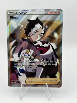 Pokemon TCG Piers Full Art Trainer Ultra Rare Holo Card 069/072 Shining Fates NM - Image 1