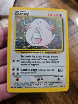 Pokemon TCG Chansey Base Set Holo Rare Card 3/102 1999 Base Set MP - Image 1