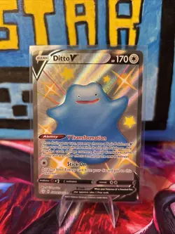 Ditto V SHINY SV118/SV122 Shining Fates NM Full Art Ultra Rare Pokemon Card TCG - Image 1