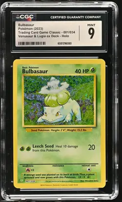 2023 Pokemon Trading Card Game Classic - Bulbasaur #001/034 CGC 9 Mint - Image 2