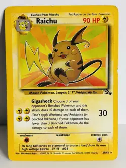 RAICHU 29/62 Non-Holo Rare Fossil Set WOTC Unlimited - Pokemon Card 1999 - Image 1
