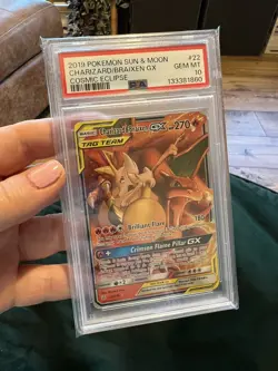 Pokemon 2019 Charizard & Braixen GX 22/236 Tag Team Cosmic Eclipse GEM MT PSA 10 - Image 1