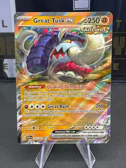 Pokemon TCG Great Husk ex 053/091 Paldean Fates Scarlet & Violet Double Rare - Image 1