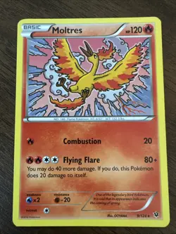 Pokemon Moltres 9/124 Fates Collide Regular Non Holo LP 2016 - Image 1