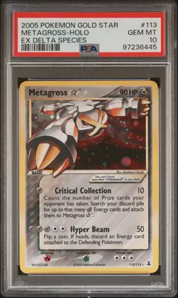 2005 POKEMON EX DELTA SPECIES GOLD STAR #113 METAGROSS-HOLO PSA 10 - Image 1
