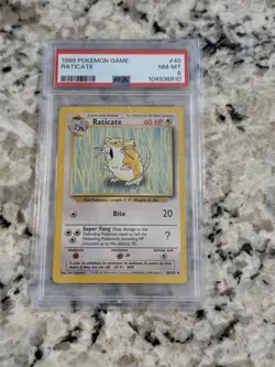 1999 POKEMON GAME #40 RATICATE PSA 8 - Image 1