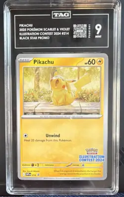 POKEMON PIKACHU 214 SCARLET & VIOLET PROMO REGULAR BASIC HP 60 TAG 9 - Image 1
