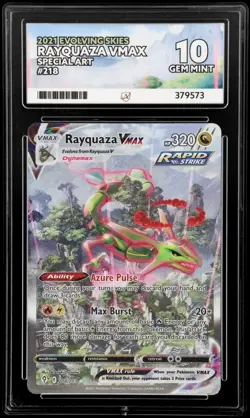 Pokemon TCG Rayquaza VMAX Evolving Skies 218/203 - Ace 10 GEM MINT - Perfect 10 - Image 1