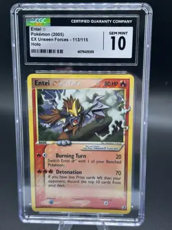Pokemon Entei Gold Star Ultra Rare Holo EX Unseen Forces CGC 10 113/115 2005 - Image 1