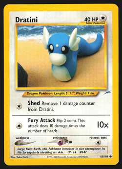 Dratini 63/105 Neo Destiny Pokemon Card MP - Image 1