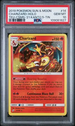 Charizard 14/181 POKEMON 2019 SUN & MOON TEAM UP PROMO HOLO COMOS KANTO PSA 10 - Image 1
