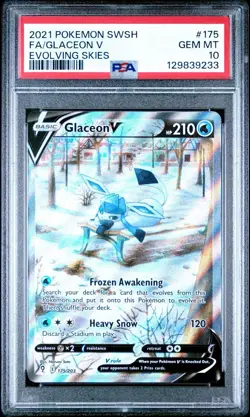 2021 Pokemon Evolving Skies Glaceon V Full Art #175 Sword Shield PSA 10 Gem Mint - Image 1