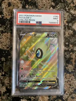 2021 Pokemon SWSH CELEBI V Full Art Chilling Reign 160/198 MINT PSA 9 - Image 1