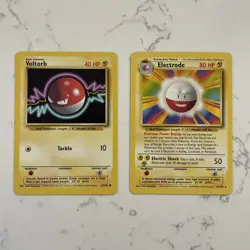 Pokemon TCG Electrode 21/102 & Voltorb Base Set 1999 Collector’s Cards - Image 1