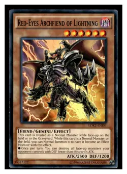 2016 Yu-Gi-Oh! #LDK2-ENJ03 Red-Eyes Archfiend of Lightning - Image 1