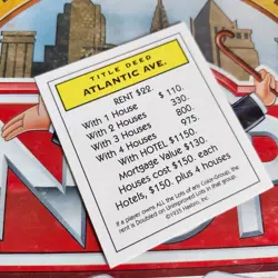 Monopoly Deluxe Edition Replacement Atlantic Ave Title Deed Card a - Image 1