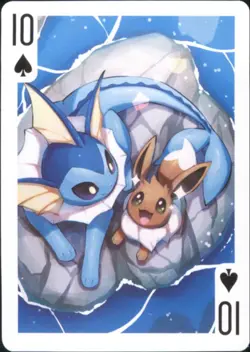 Japan PALCITY Pokemon Playing Card Poker Set #10 of Spades Vaporeon, Eevee - Image 1