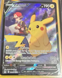Pokemon TCG Pikachu v TG16/TG30 Lost Origin 2022 Full Art Holo Ultra Rare Card - Image 1
