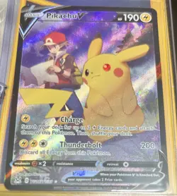 Pokemon TCG Pikachu v TG16/TG30 Lost Origin 2022 Full Art Holo Ultra Rare Card - Image 2