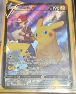 Pokemon TCG Pikachu v TG16/TG30 Lost Origin 2022 Full Art Holo Ultra Rare Card - Image 3