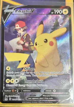 Pokemon TCG Pikachu v TG16/TG30 Lost Origin 2022 Full Art Holo Ultra Rare Card - Image 4