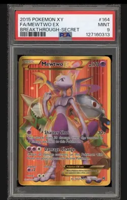 Mewtwo EX 164/162 PSA 9 MINT XY Breakthrough Full Art FA Pokemon Card - Image 1
