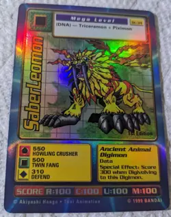 Digimon Cards - 1999 Digi-Battle 1st Edition Foil SaberLeomon ST-34 - Image 1