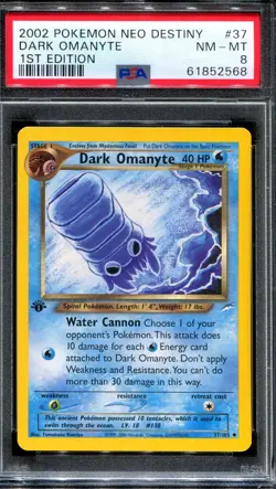 PSA 8 Pokemon 2002 1st Edition Neo Destiny Dark Omanyte Uncommon #37 - Image 1