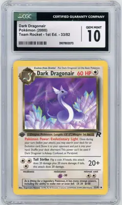 2000 POKEMON TEAM ROCKET 1ST EDITION DARK DRAGONAIR CGC 10 GEM MINT - Image 1