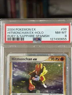 2004 Pokemon EX Hitmonchan EX Holo Ruby & Sapphire Spanish PSA 8 NM-MT - Image 3