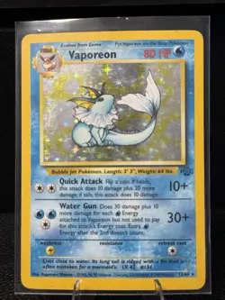 Vaporeon #28 / 64 1st Edition Jungle - Pokemon 1999 TCG WOTC Vintage SHINY LP - Image 1