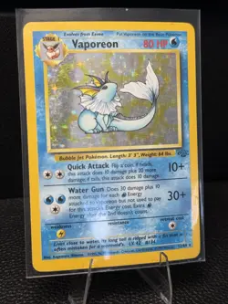 Vaporeon #28 / 64 1st Edition Jungle - Pokemon 1999 TCG WOTC Vintage SHINY LP - Image 2
