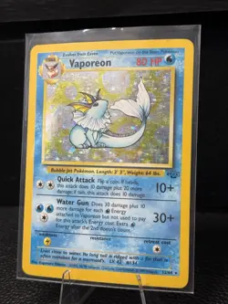 Vaporeon #28 / 64 1st Edition Jungle - Pokemon 1999 TCG WOTC Vintage SHINY LP - Image 3