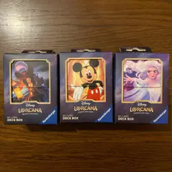 Disney Lorcana Deckbox x 3 - Hook, Mickey Mouse & Elsa - Brand New In Box - Image 1