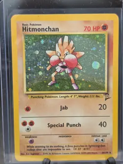 Pokemon Hitmonchan 8/130 • Base Set 2 Holo • WotC Vintage • UMM Finds - Image 1
