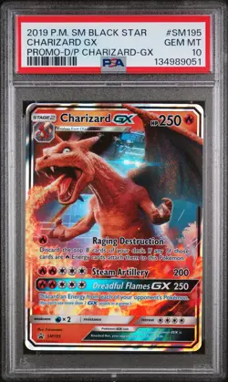 2019 POKEMON SM BLACK STAR PROMO #SM195 CHARIZARD GX PSA 10 - Image 1