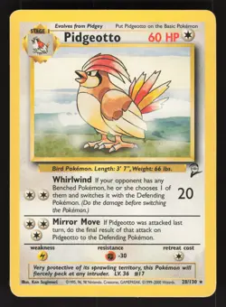 Pidgeotto 28/130 Non-holo Rare Pokemon TCG Base Set 2 MP - Image 1