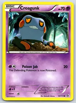 Croagunk - BW Legendary Treasures 62/113 Black White Pokemon Card LP - Image 1