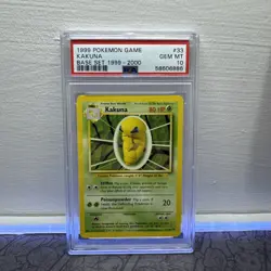 PSA 10 Kakuna 33/102 Base Set Pokemon Card 1999-2000 4th Print - Image 1