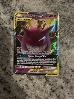 Pokemon Gengar & Mimikyu GX TAG TEAM Ultra Rare Full Art Holo 53/181 Team Up - Image 1
