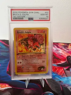 PSA 10 ⭐ Pokemon Brock's Vulpix 73 1st Edition Gym Heroes Vintage - Image 1
