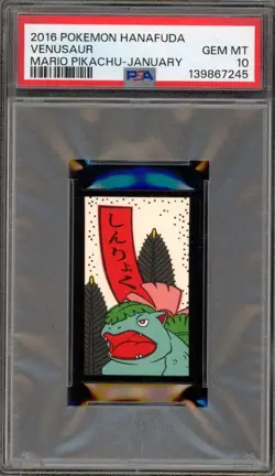 Pokemon Venusaur Hanafuda Mario Pikachu January PSA 10 Gem Mint - Image 1