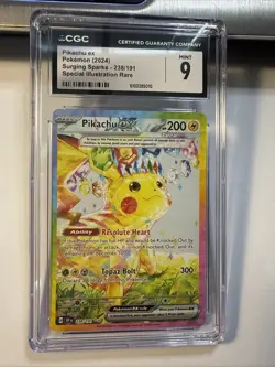 2024 Pokemon Surging Sparks Pikachu #238 Special Illustration Rare ex CGC 9 Mint - Image 1