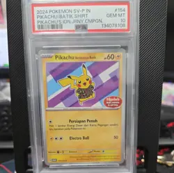 PSA 10 - Pikachu Berkemeja Batik 154/SV-P - Indonesia Journey Promo Pokemon - Image 1