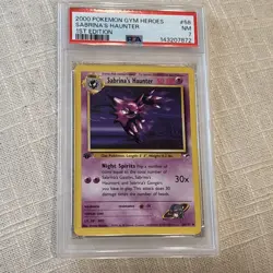 2000 POKEMON GYM HEROES 1ST ED #58 SABRINA'S HAUNTER PSA 7 - Image 1