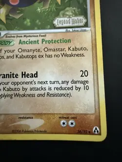 Pokemon TCG Legend Maker Kabuto 36/92 Stamped Reverse Holo - Light Play - Image 2