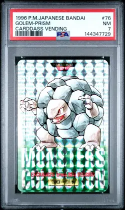 1996 POKEMON JPN BANDAI CARDDASS VENDING #76 GOLEM-PRISM PSA 7 - Image 1