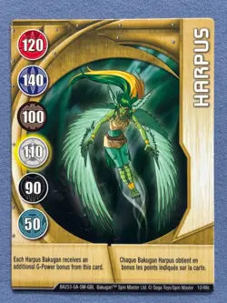 Bakugan Ventus Harpus Harpus Gold 🥇Gate Card 10/48c - Image 2